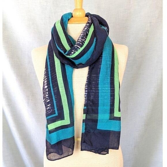 Apt. 9 Color-block Blue/Green Scarf Women's Modern Soft Lightweight - Picture 1 of 6